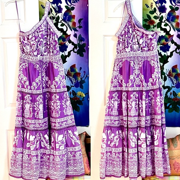 🌺🎉HP🎉🌺 NWT Farm Rio Lilac Sweet Garden Maxi Dress - Picture 15 of 16